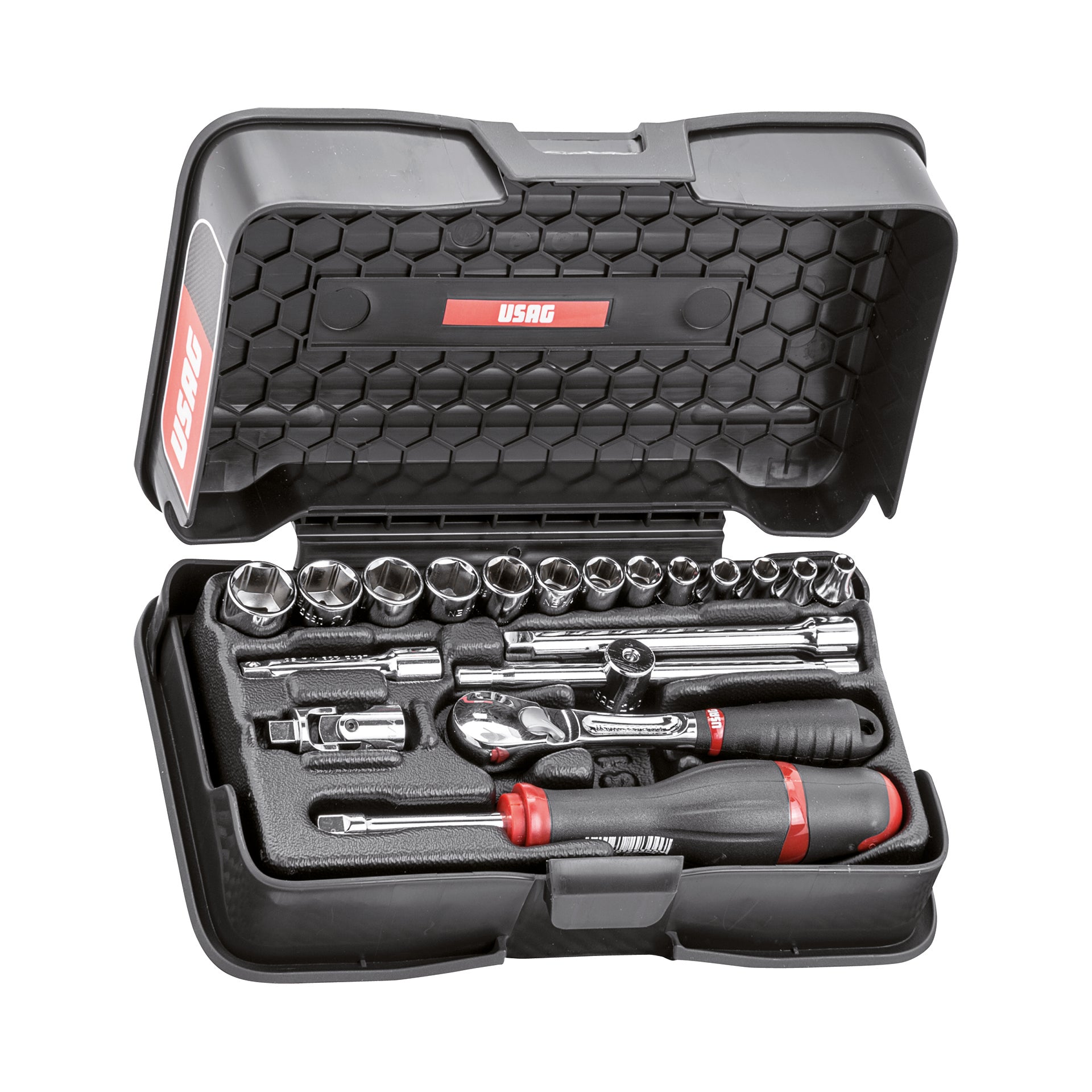 606 1/4 EB - Assortment in ABS case with hexagonal sockets (19 pcs) - Usag - U06060102 606 1/4 EB - Assortment in ABS case with hexagonal sockets (19 pcs) - Usag - U06060102